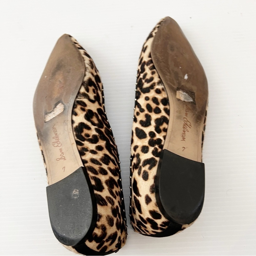 Sam Edelman- Leopard Print Calf Hair Pointed Toe Flats - Picture 4 of 5